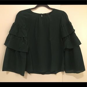 NWT Madewell 100% Silk Top Ruffle Sleeves